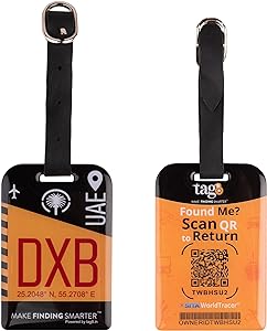 Dubai DXB city-themed smart bag tag with QR code by tag8