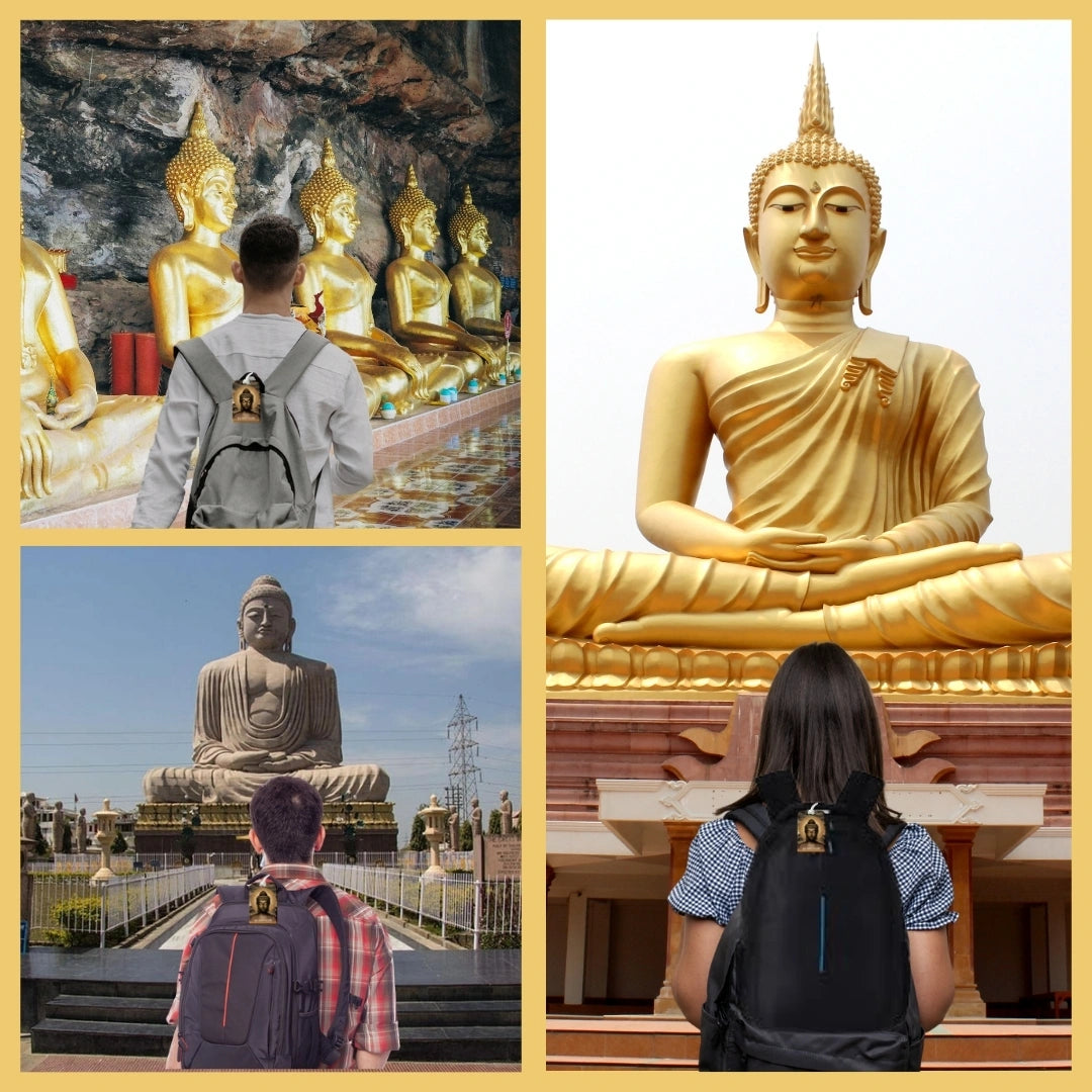 Gautam Buddha travel theme smart bag tag with QR code by tag8