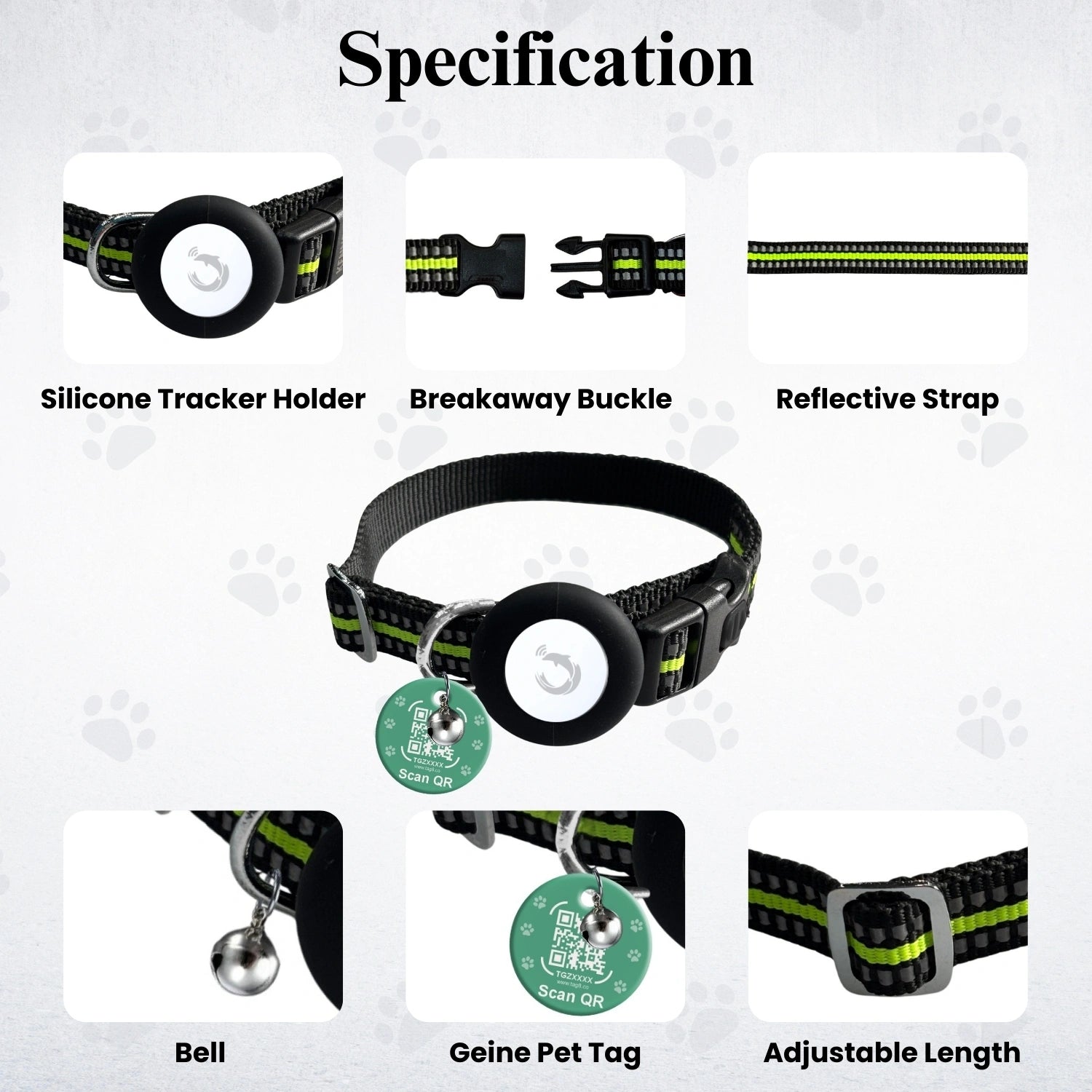 Genie Track Smart Pet Collar for Android with QR code and digital ID by tag8