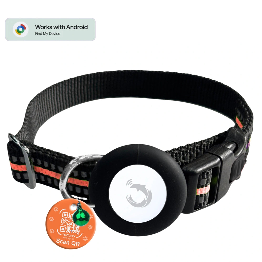 Genie Track Smart Pet Collar for Android with QR code and digital ID by tag8