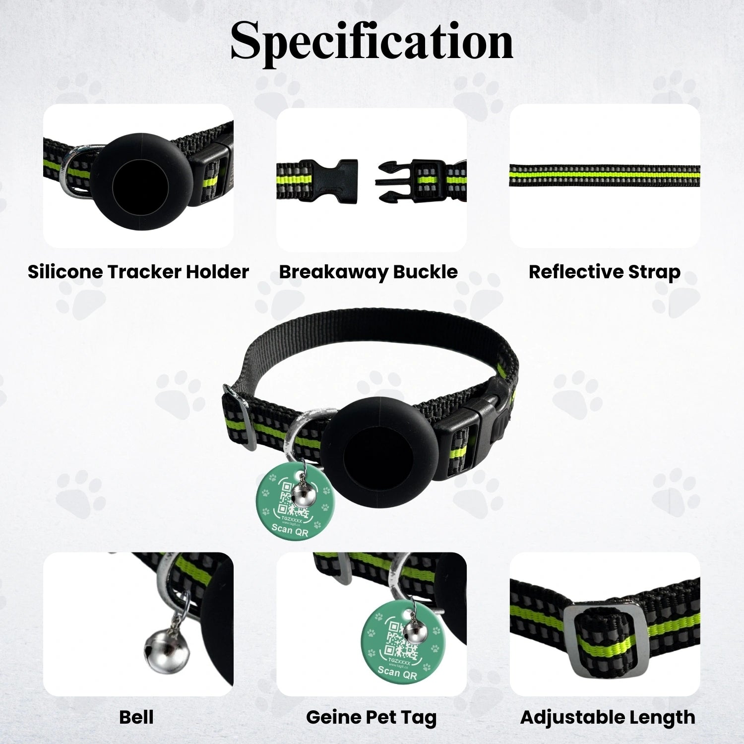 Genie Track Collar for pets with QR code and digital ID by tag8