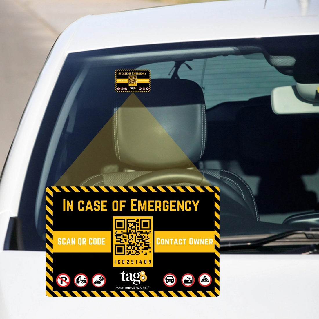 tag8 Genie Vehicle Emergency Tag with Auto Link for instant roadside assistance and emergency support