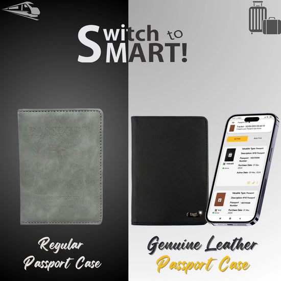 tag8 Genuine Leather Passport Finder Case for secure, stylish storage with smart tracking capabilities