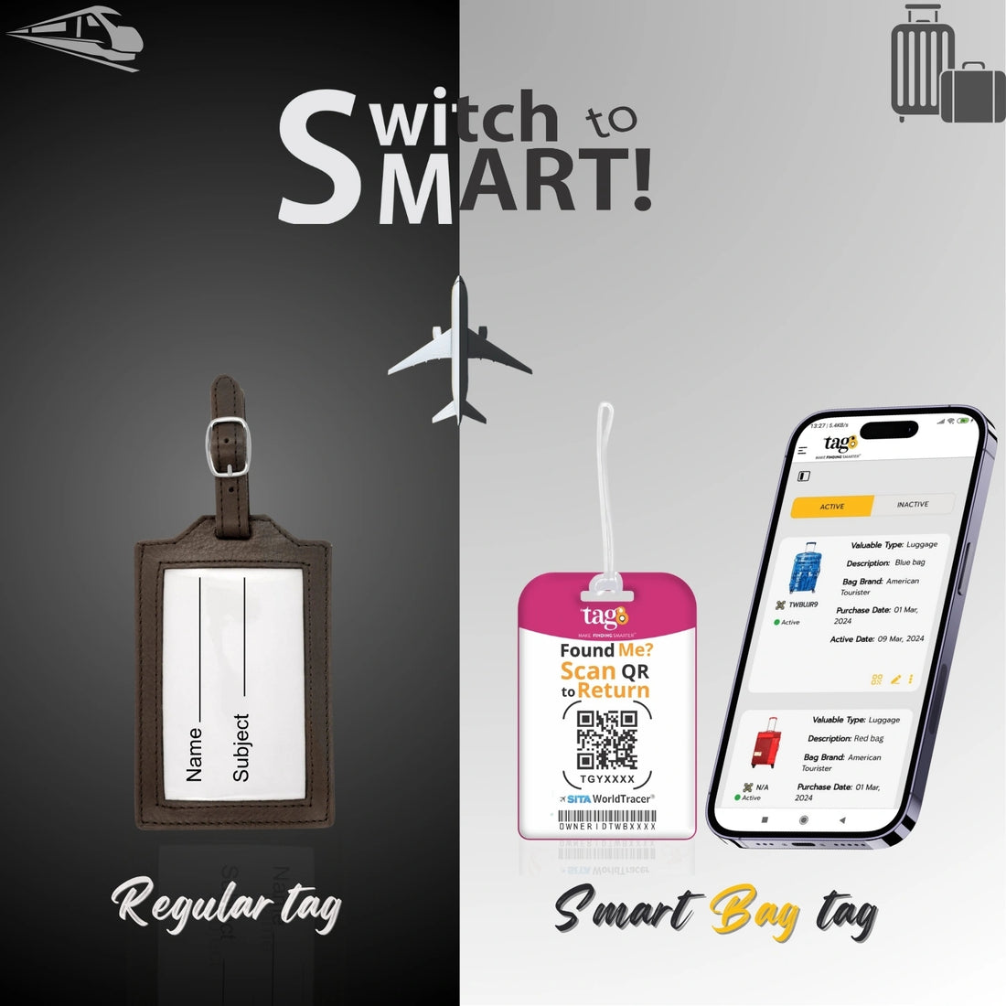 Incredible India culture-themed smart bag security tag with QR code by tag8