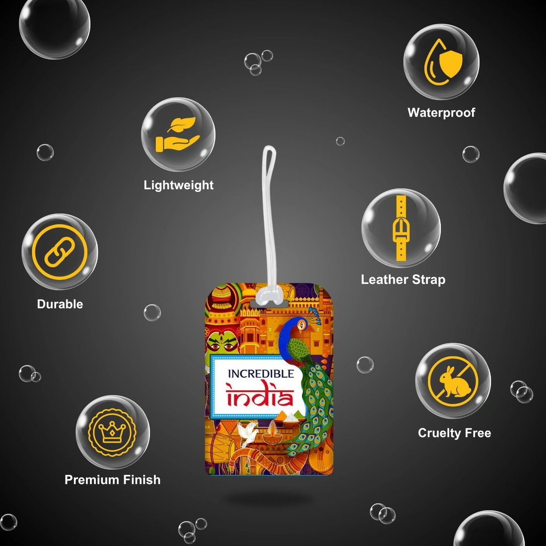 Incredible India peacock design smart bag security tag with QR code by tag8