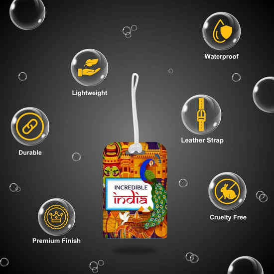 Incredible India peacock design smart bag security tag with QR code by tag8