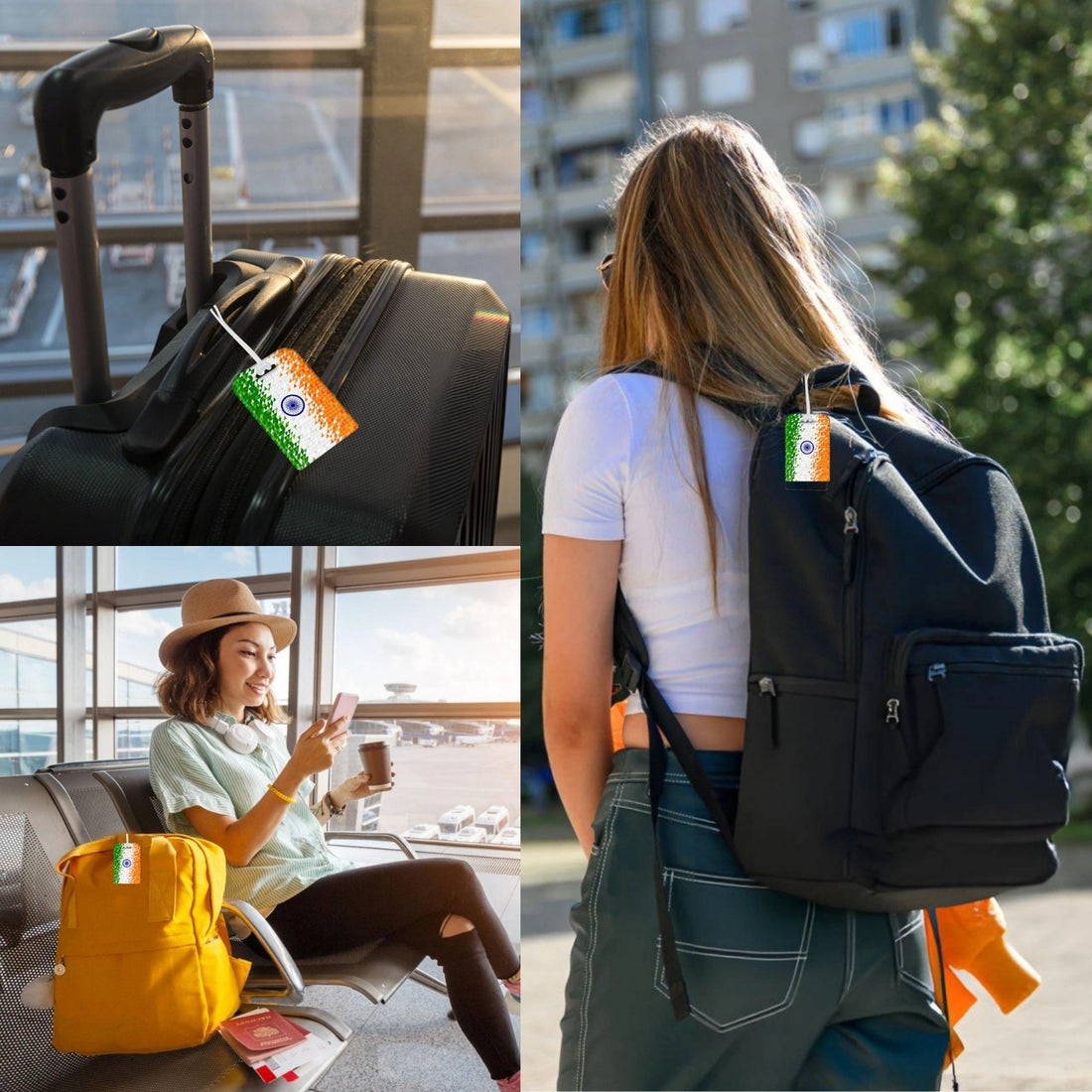 India flag colour pixel design smart bag security tag with QR code by tag8