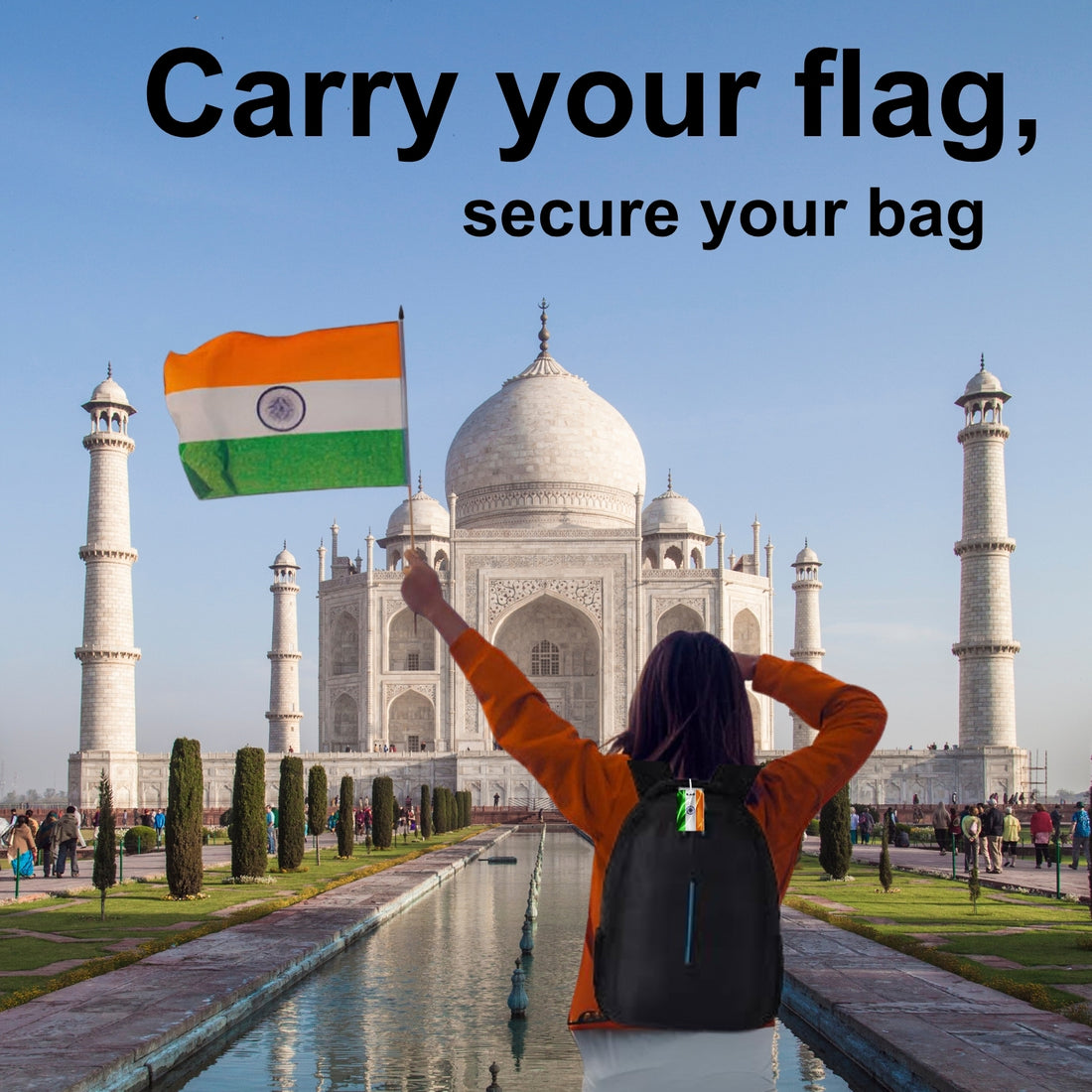 India flag colour satin finish smart bag security tag with QR code by tag8