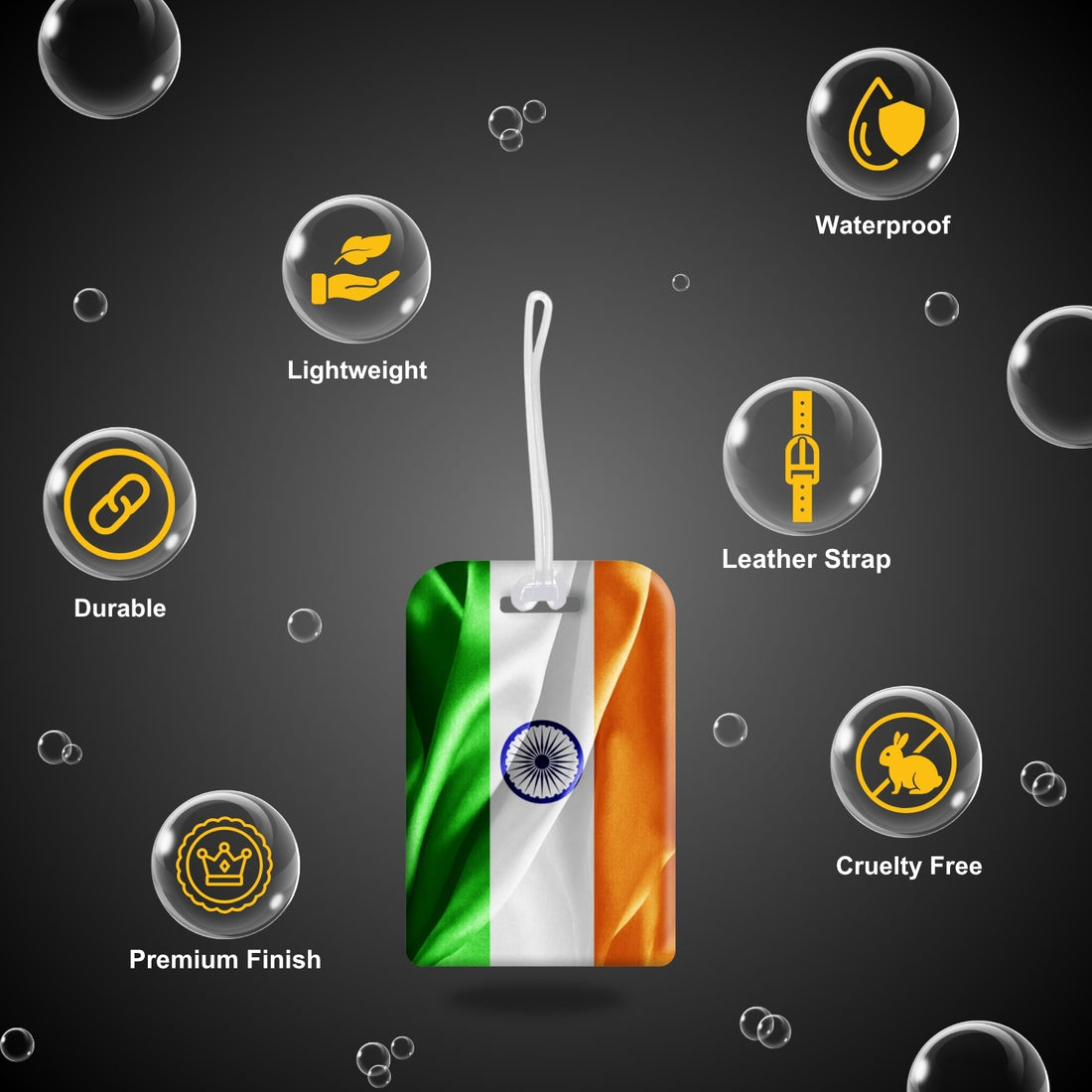 India flag colour satin finish smart bag security tag with QR code by tag8