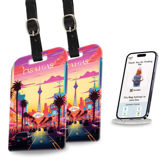 tag8 Las Vegas Bag Tag featuring a bold design with smart QR code for quick identification and secure lost & found support