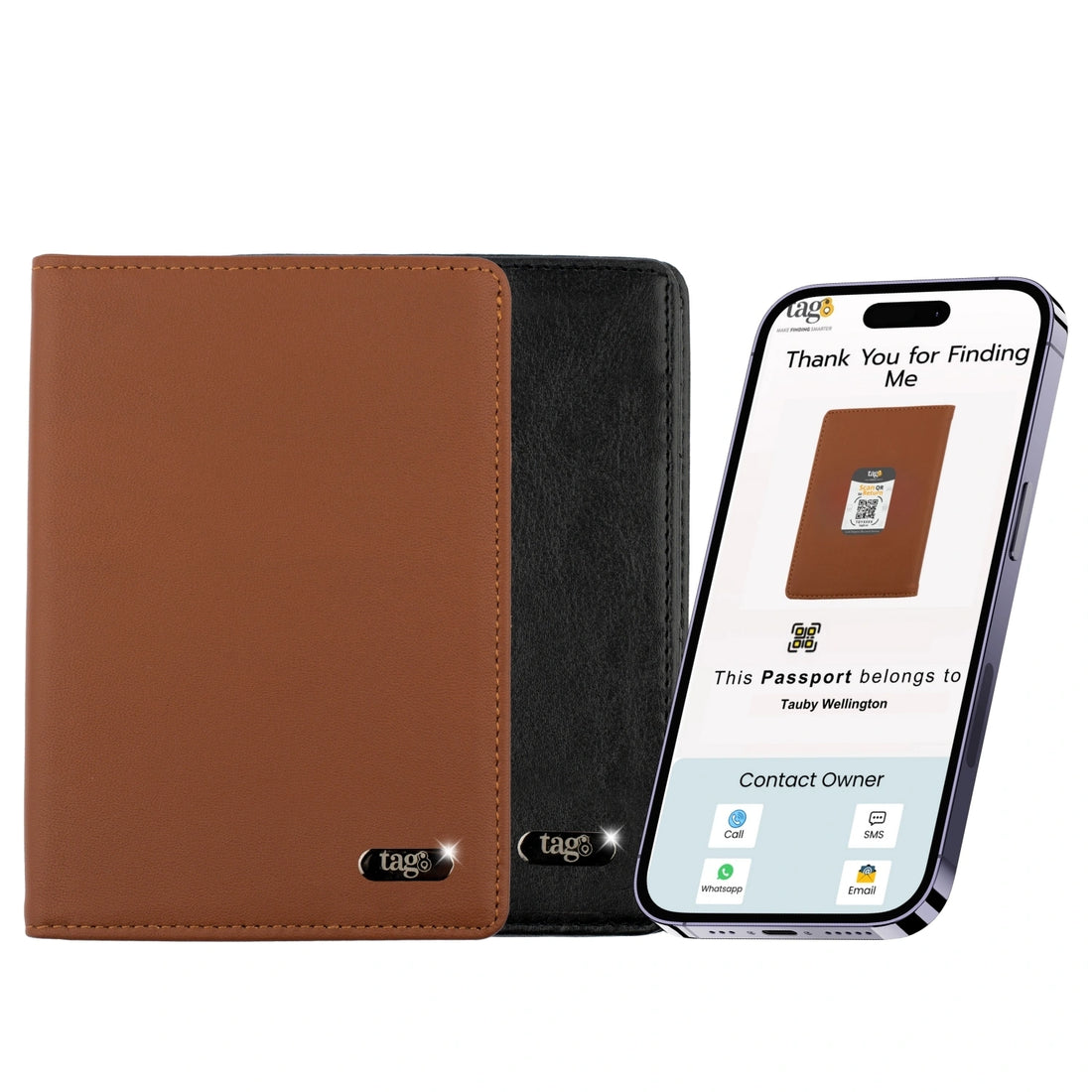 tag8 Leather Passport Combo with premium leather case and RFID protection for secure travel