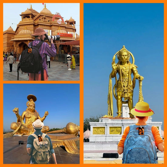 Lord Hanuman Ji smart bag tag pack with digital ID by tag8, airline compliant and SITA-enabled