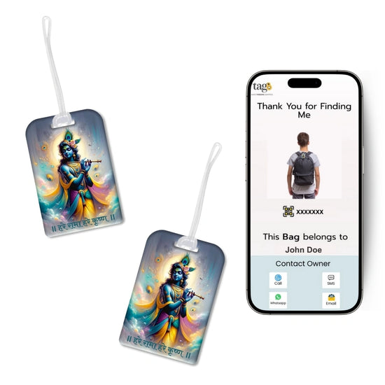 Lord Krishna smart bag tag with QR code by tag8