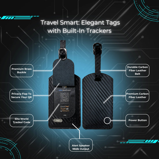 tag8 Luggage Tracker featuring a sleek carbon fiber case for real-time tracking