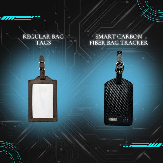 tag8 Luggage Tracker featuring a sleek carbon fiber case for real-time tracking