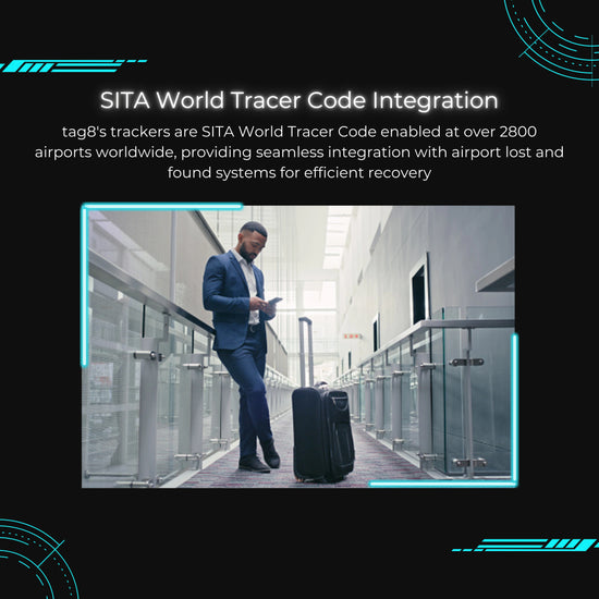 tag8 Luggage Tracker featuring a sleek carbon fiber case for real-time tracking