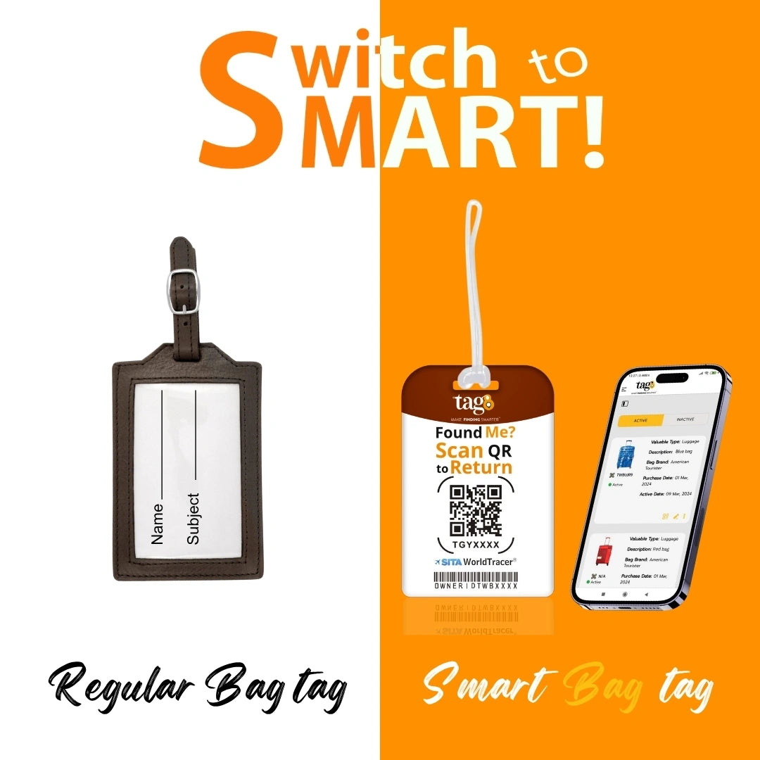 Mahatma Gandhi travel theme smart bag tag pack with QR code by tag8