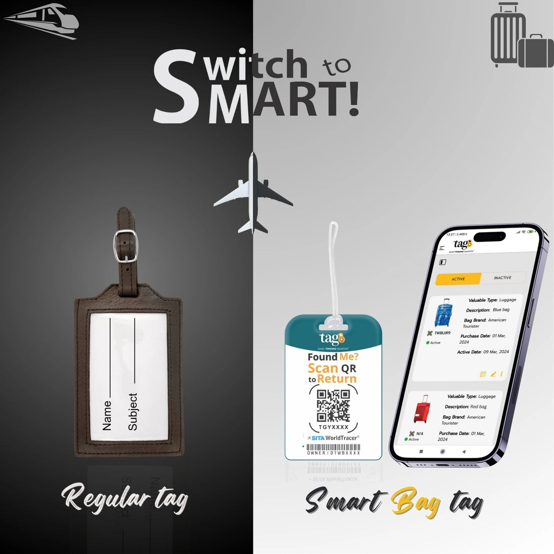 New Delhi map design smart bag security tag with QR code by tag8