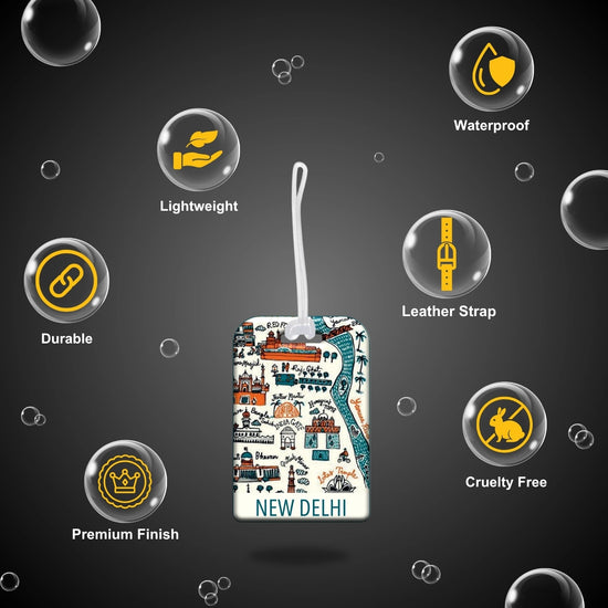 New Delhi map design smart bag security tag with QR code by tag8