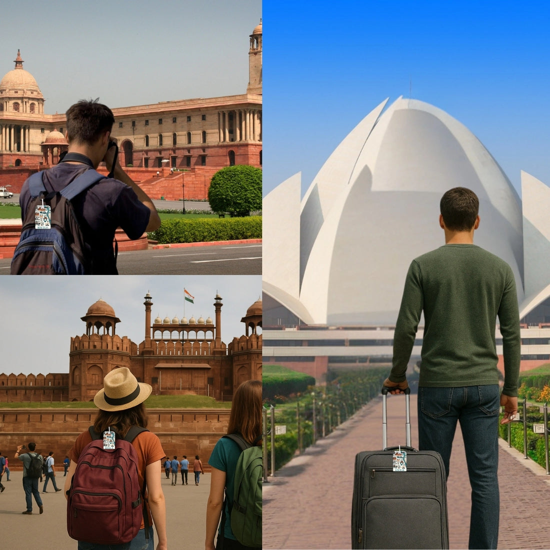 New Delhi map design smart bag security tag with QR code by tag8