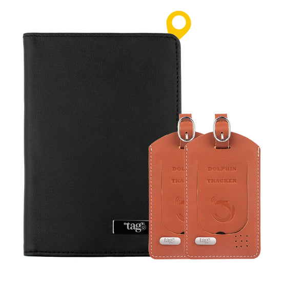 tag8 Passport Tracker Case with 2 Bag Trackers for comprehensive travel security and luggage tracking