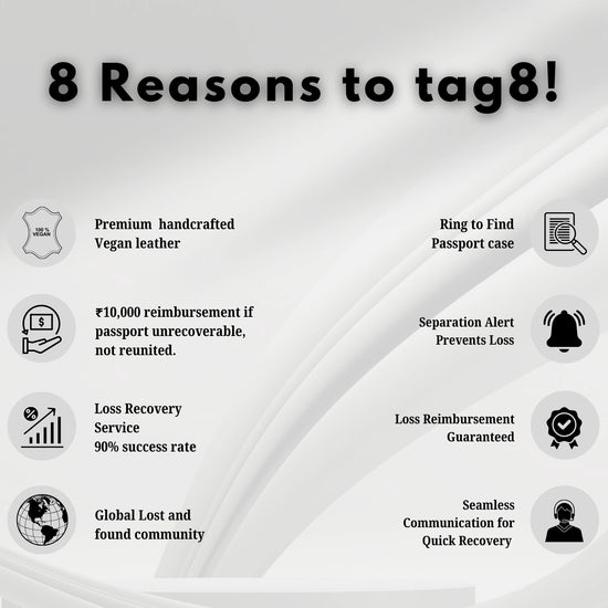 tag8 Genuine Leather Passport Case for premium quality and secure travel organization