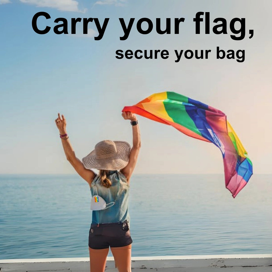 Pride flag smart bag security tag with QR code by tag8