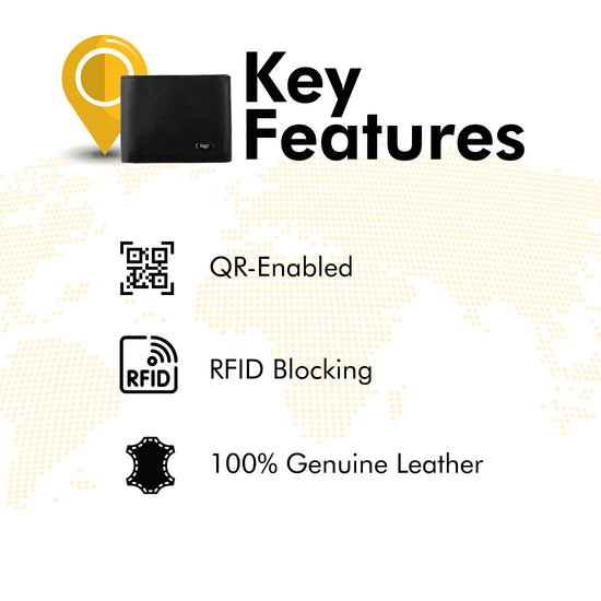 tag8 RFID Wallet for Men made of genuine leather with QR tracking for smart and secure protection