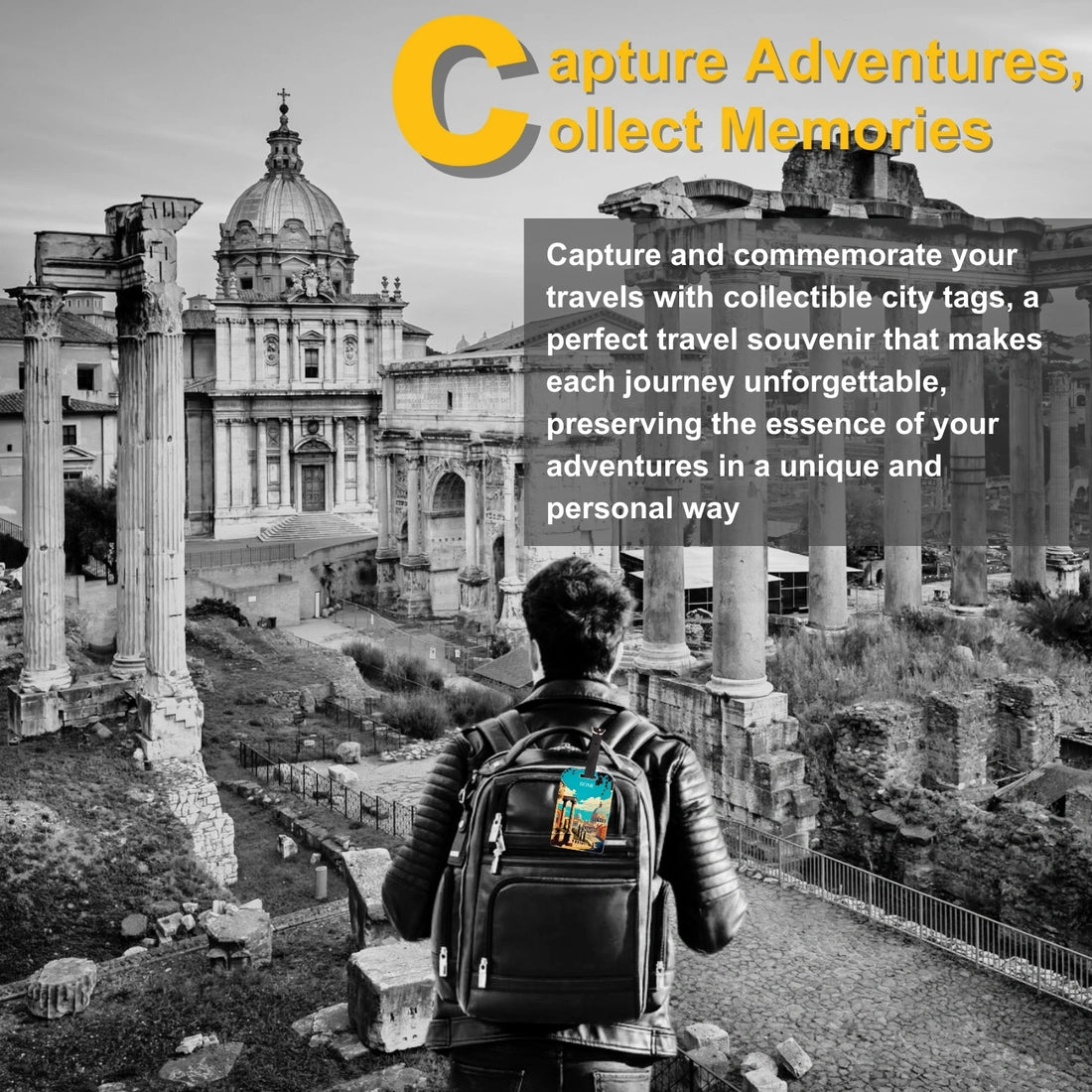 tag8 Rome Bag Tag with elegant design and smart QR code for hassle-free identification and lost & found assistance