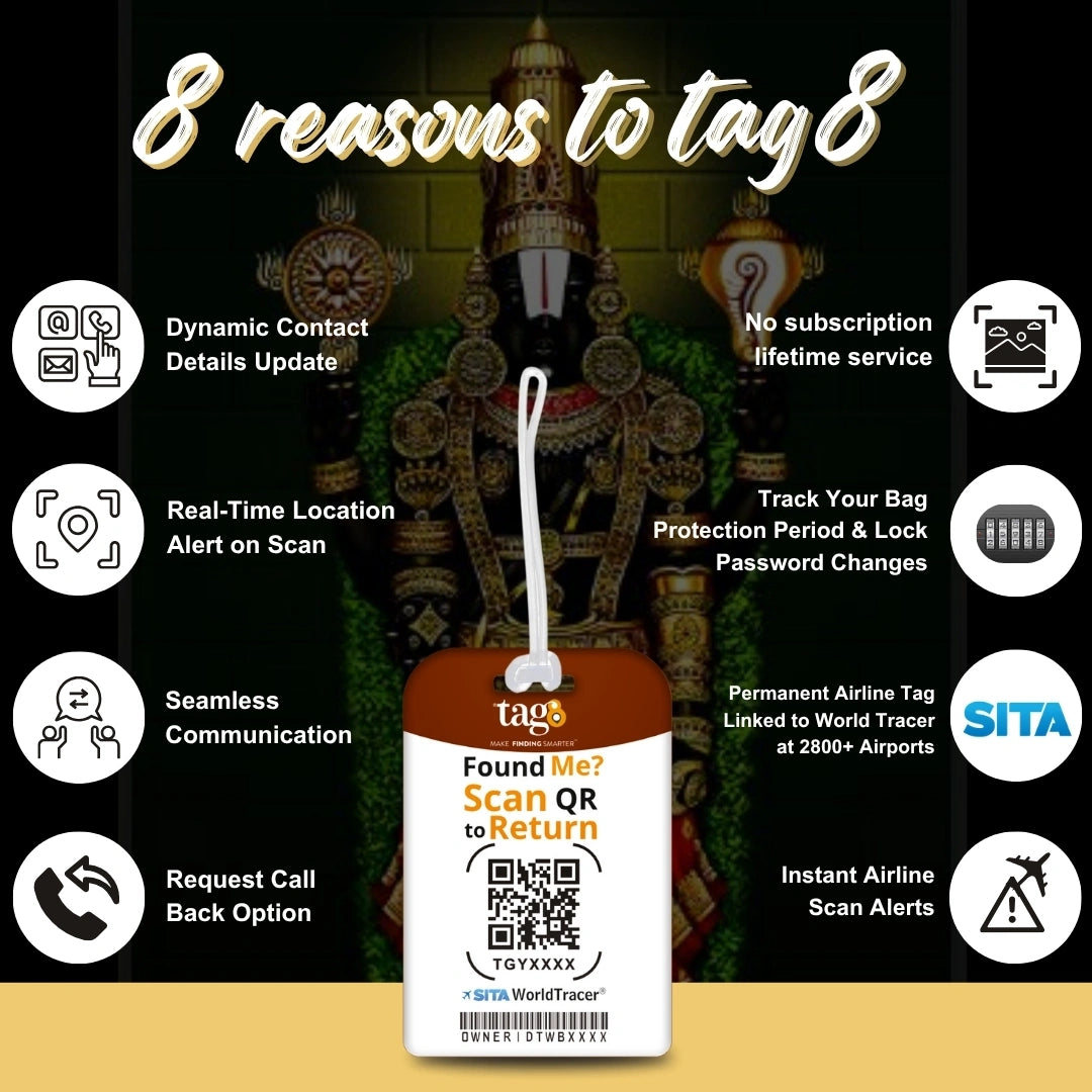 Shree Vyankatesh smart bag tag with QR code by tag8