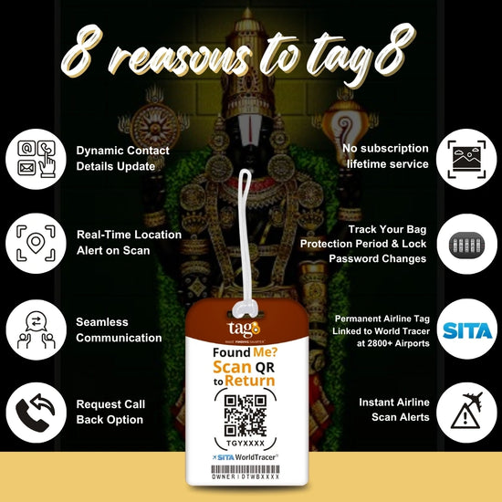 Shree Vyankatesh smart bag tag with QR code by tag8