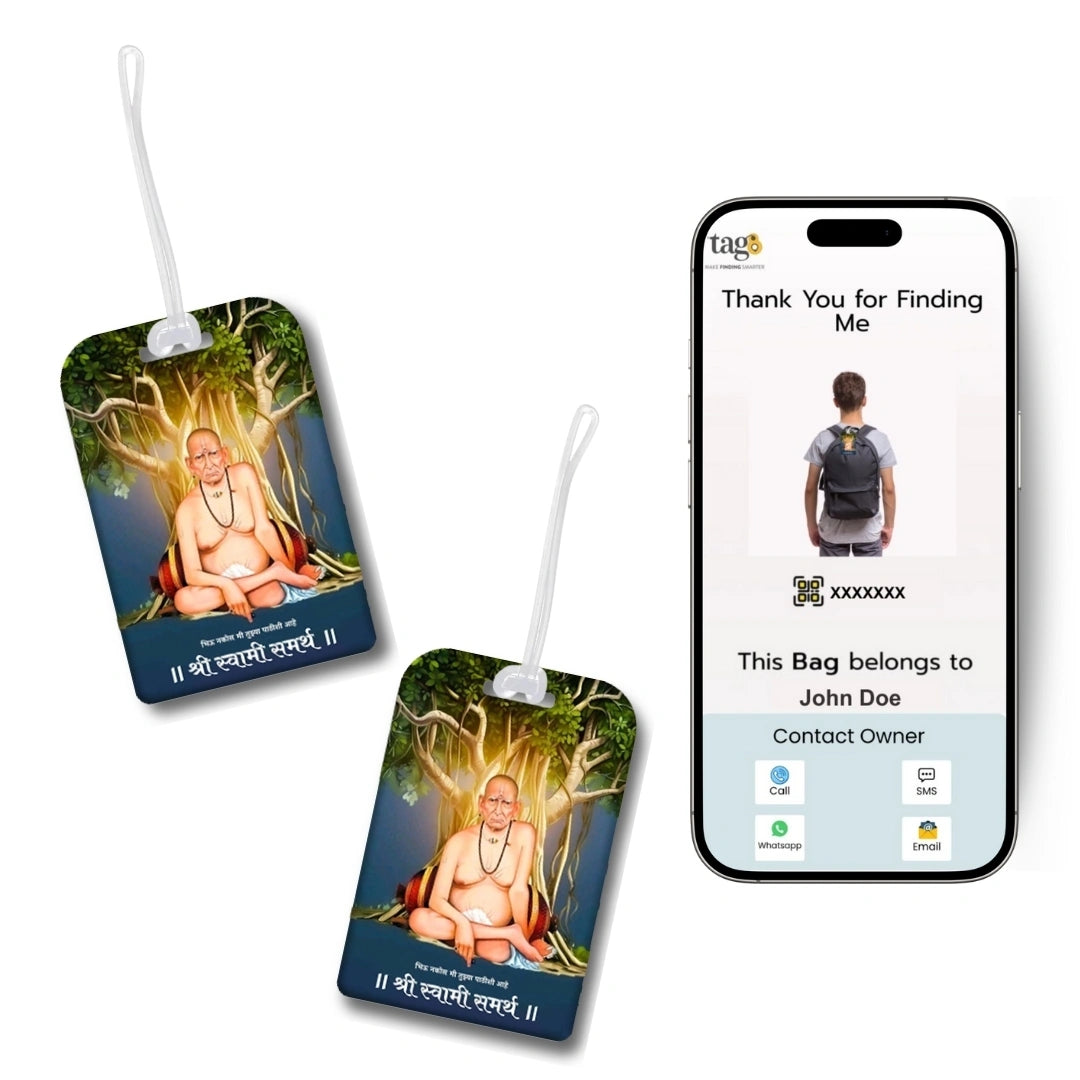 Shri Swami Samarth smart bag tag with QR code by tag8