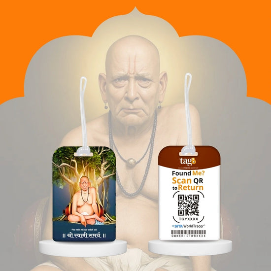 Shri Swami Samarth smart bag tag with QR code by tag8