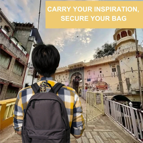 Shrinathji golden theme smart bag tag with QR code by tag8