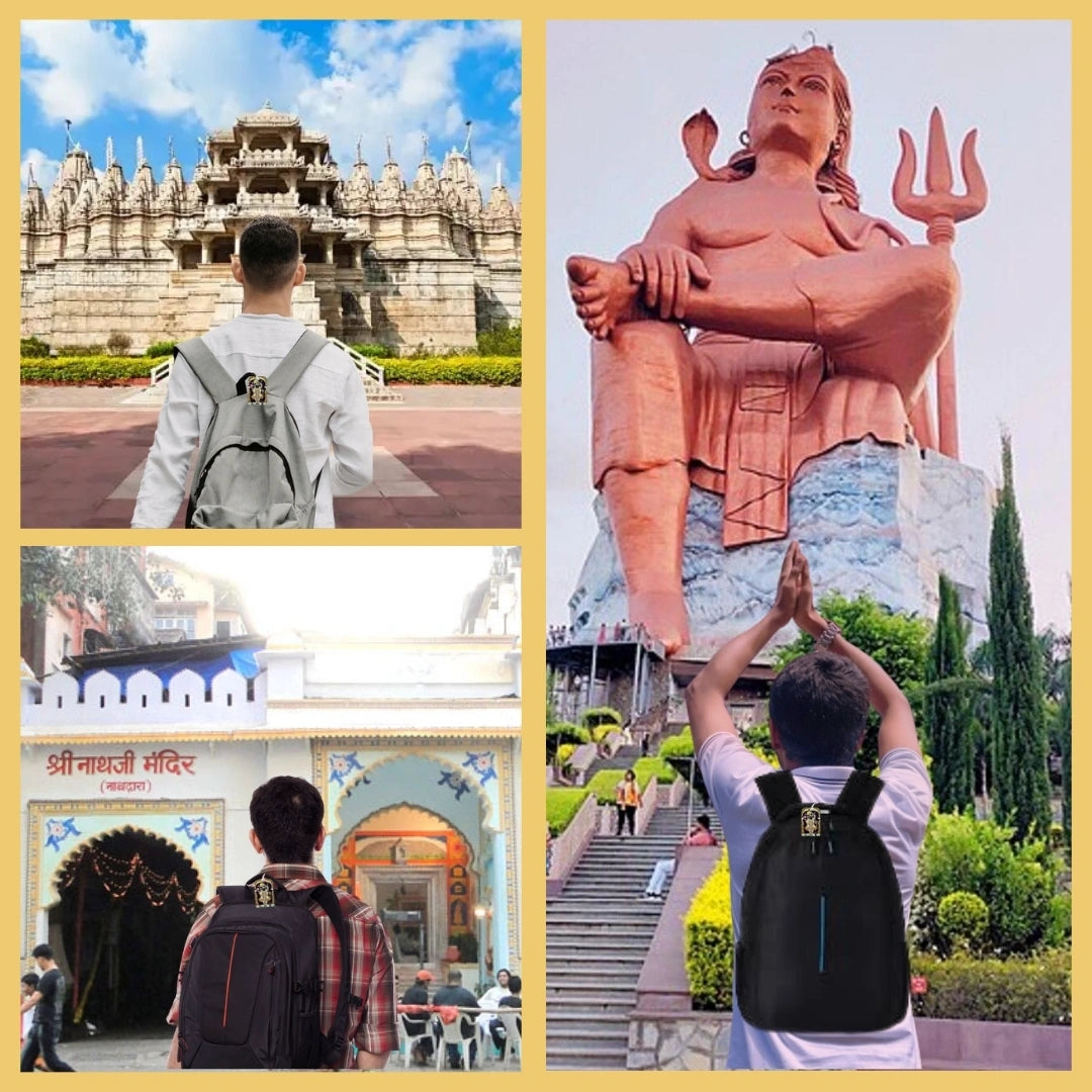 Shrinathji golden theme smart bag tag with QR code by tag8