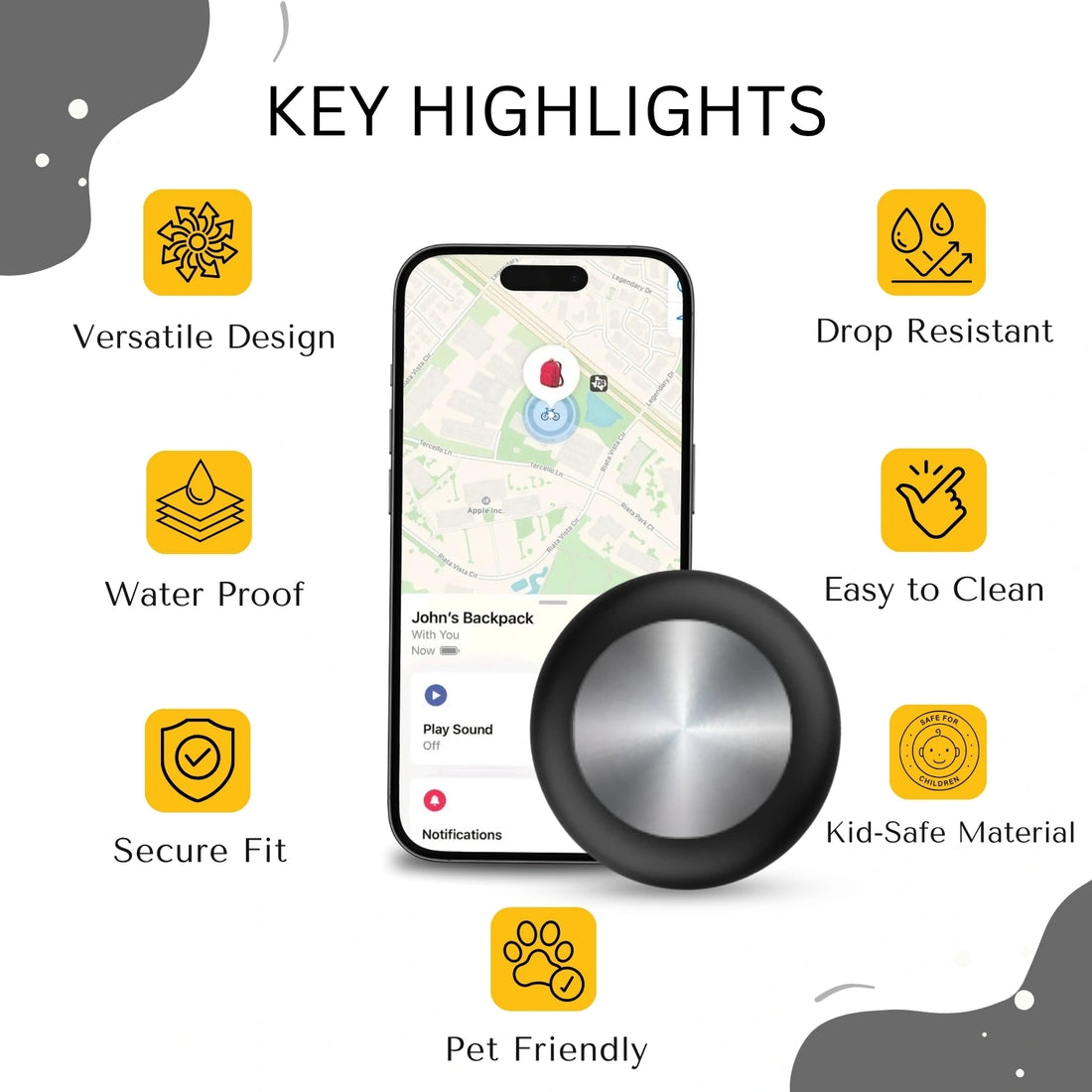 Black silicone holder for smart trackers by tag8