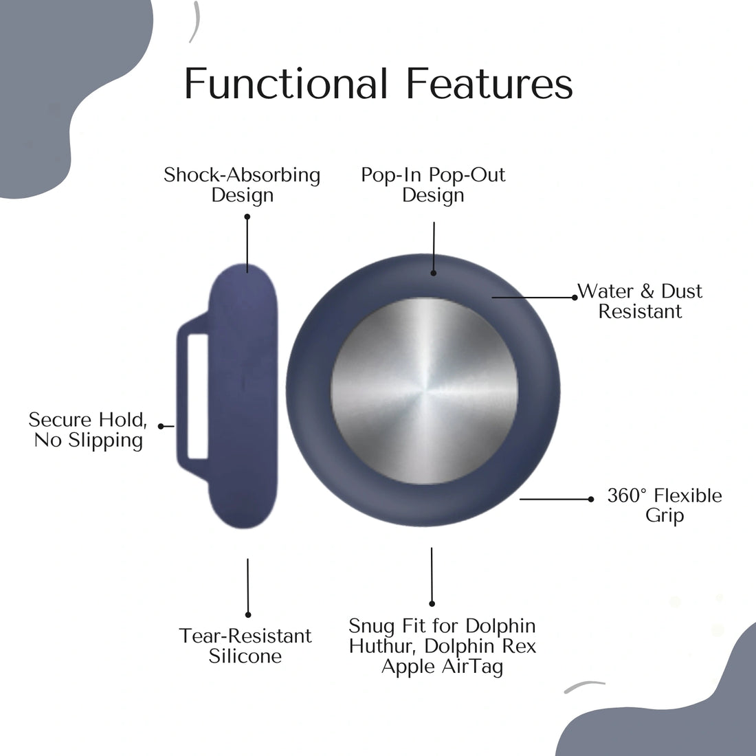Blue silicone holder for smart trackers by tag8