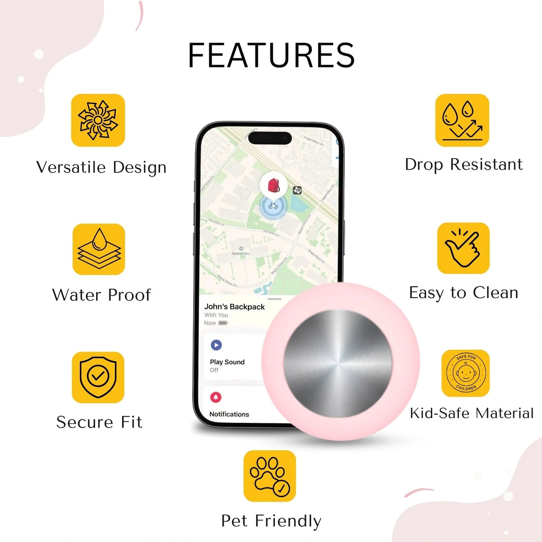 Pink silicone holder for smart trackers by tag8