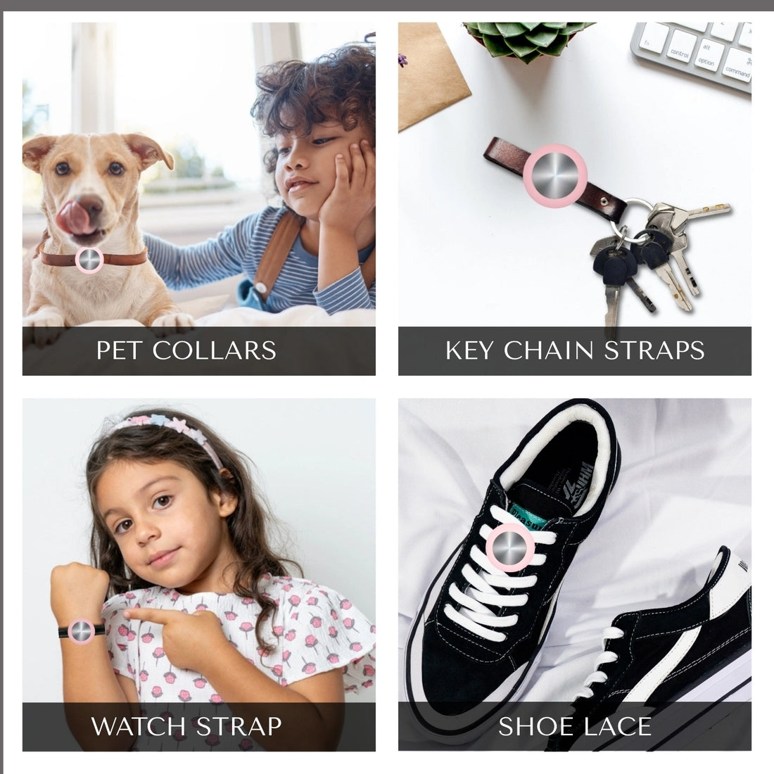 Pink silicone holder for smart trackers by tag8