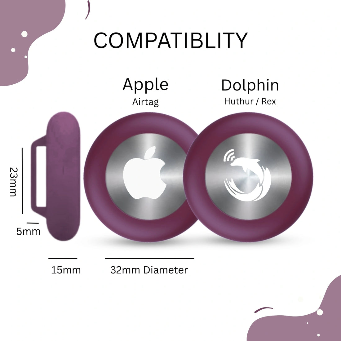 Wine colour silicone holder for smart trackers by tag8