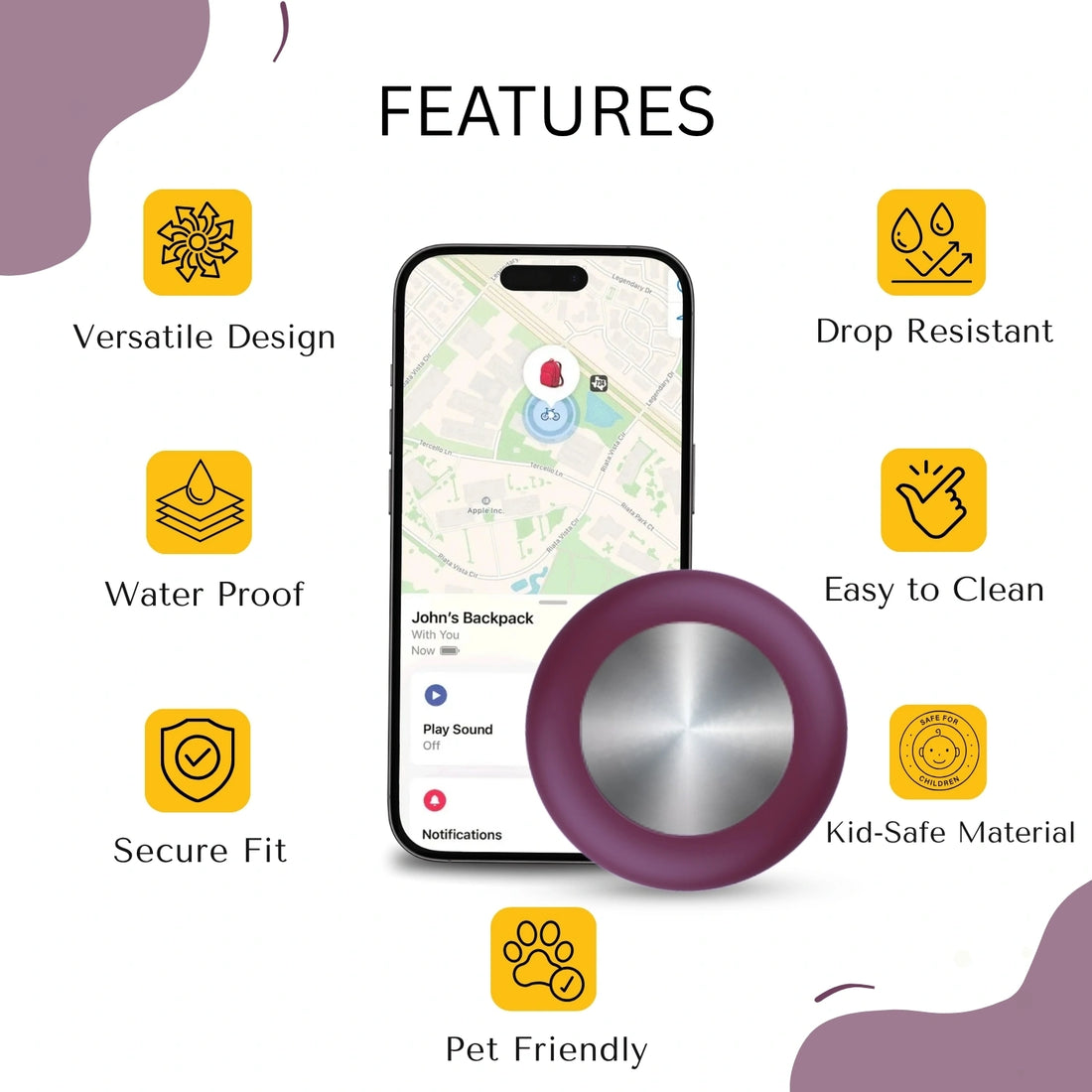 Wine colour silicone holder for smart trackers by tag8