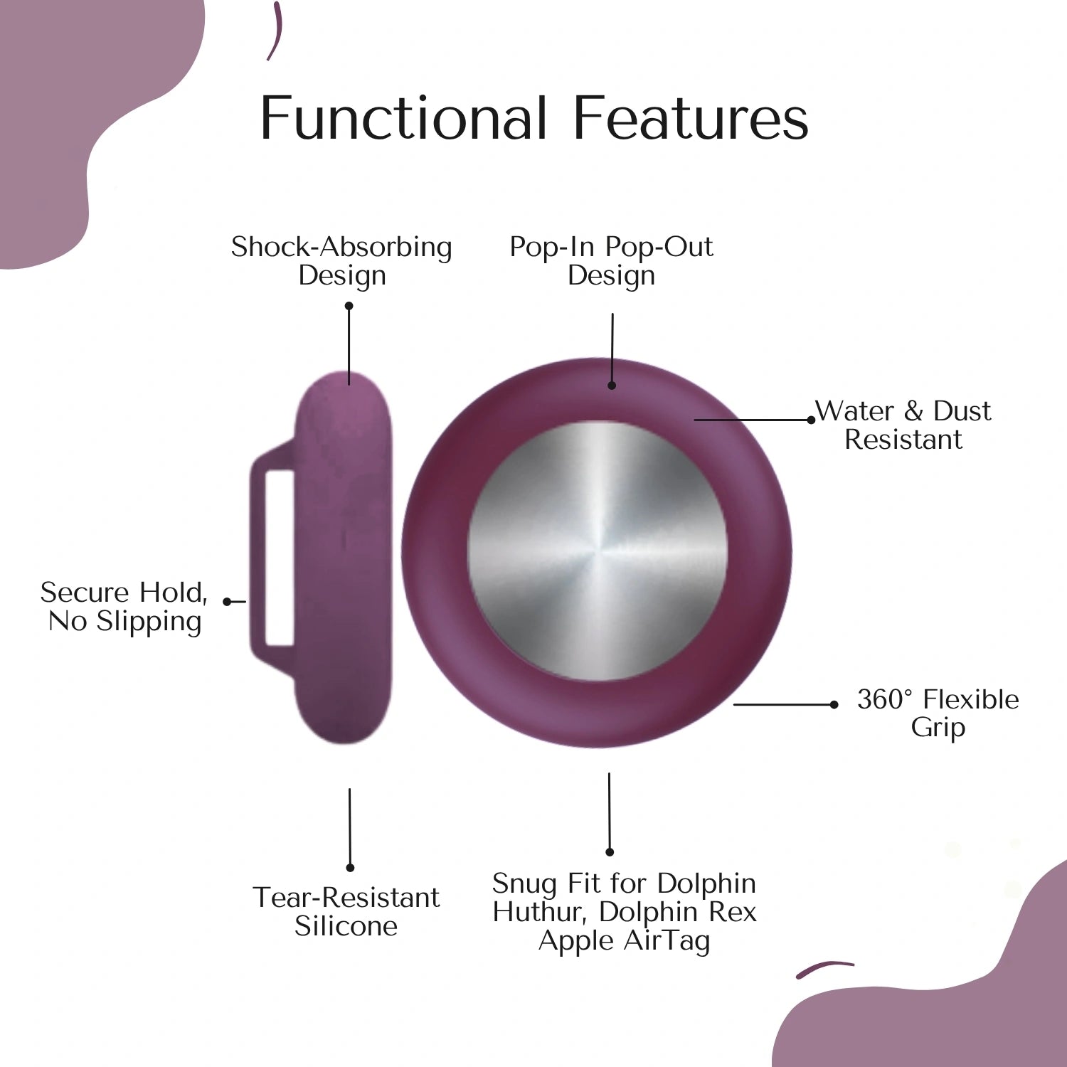 Wine colour silicone holder for smart trackers by tag8