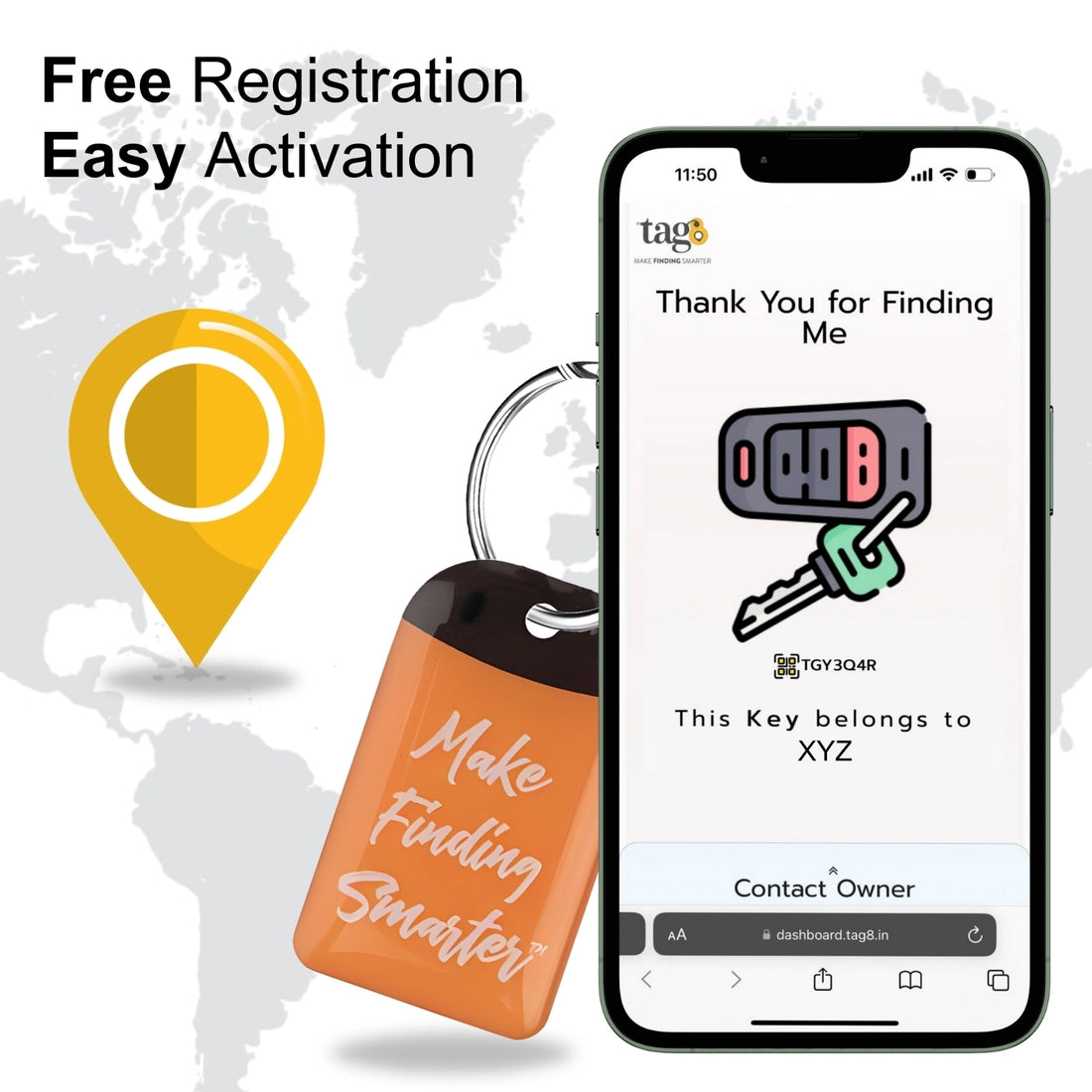 tag8 Smart Key Security Tag for secure tracking and easy key management