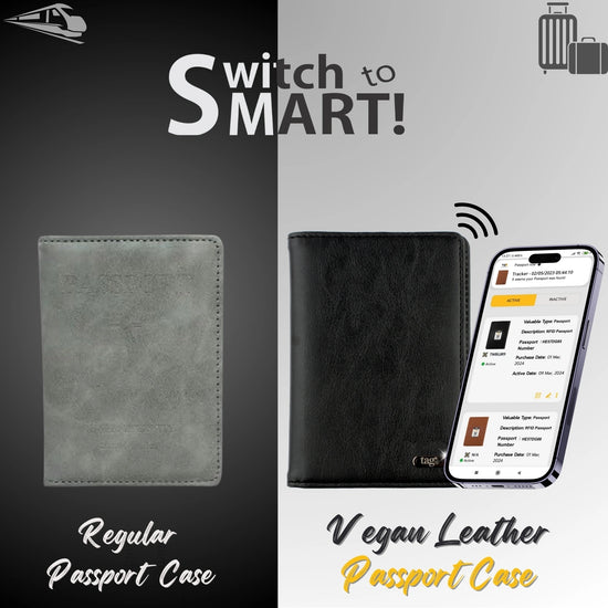 tag8 Vegan Leather Passport NFC Case with smart NFC technology for secure and stylish travel