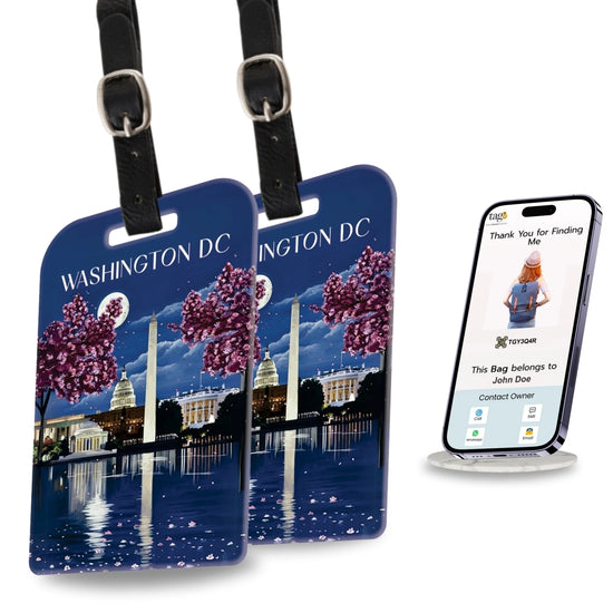 tag8 Washington DC Bag Tag with iconic design and smart QR code for hassle-free identification and lost & found support