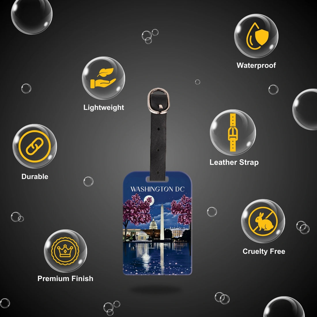 tag8 Washington DC Bag Tag with iconic design and smart QR code for hassle-free identification and lost & found support