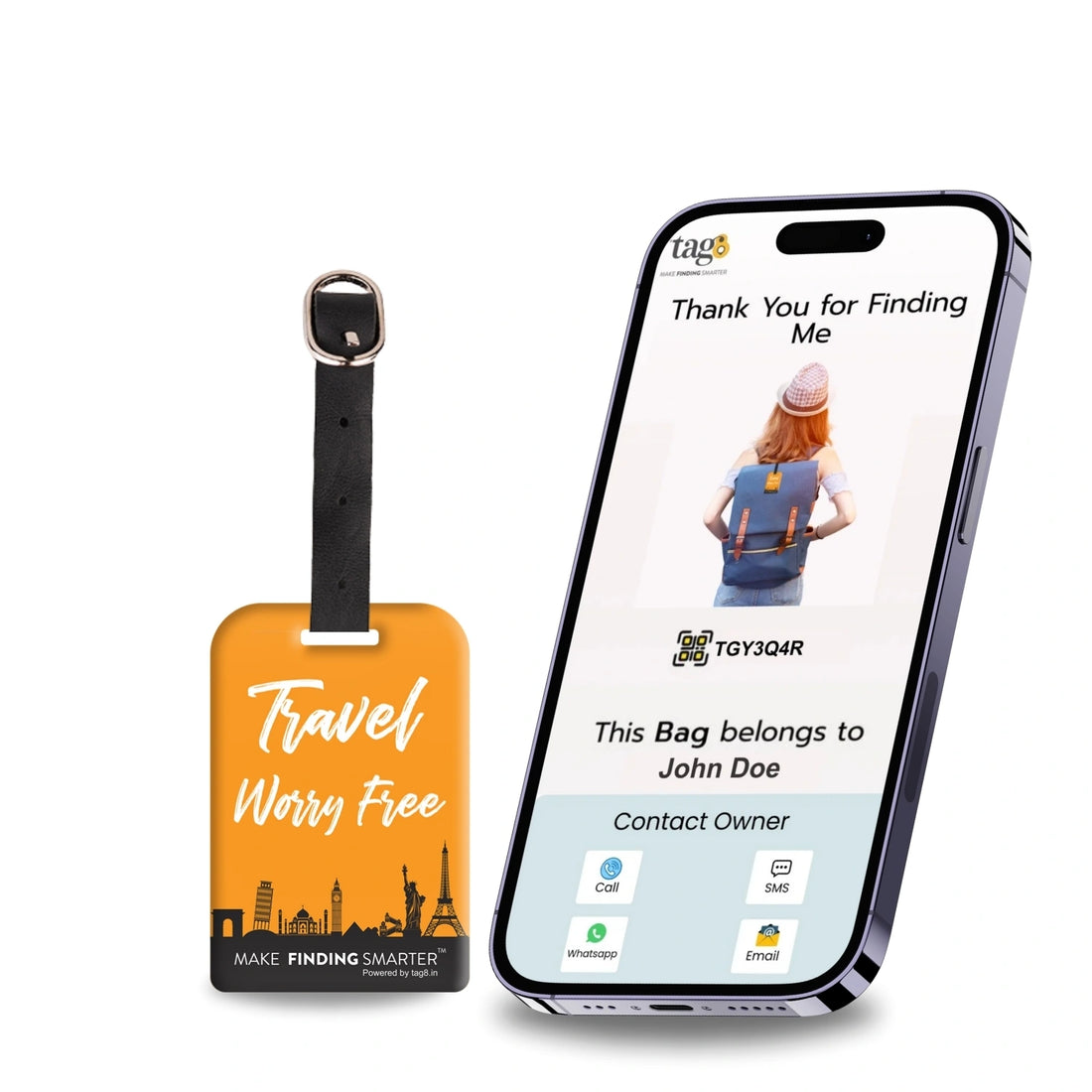 Travel Themes QR Bag Tag by tag8 for luggage tracking