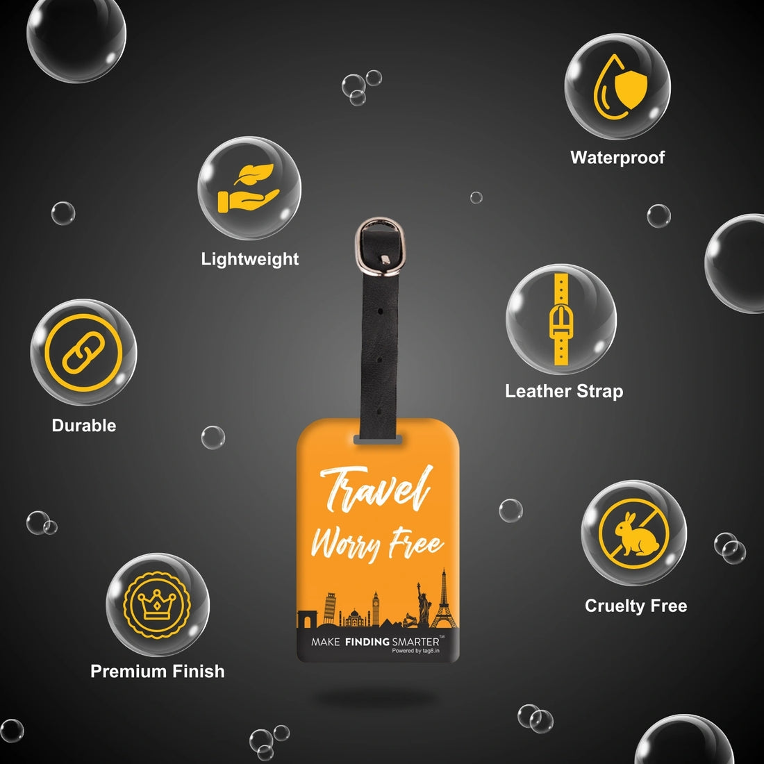 Travel Themes QR Bag Tag by tag8 for luggage tracking