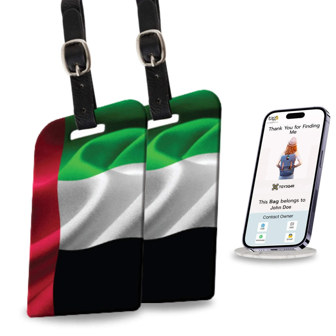 UAE QR Bag Tag by tag8 with QR code for tracking