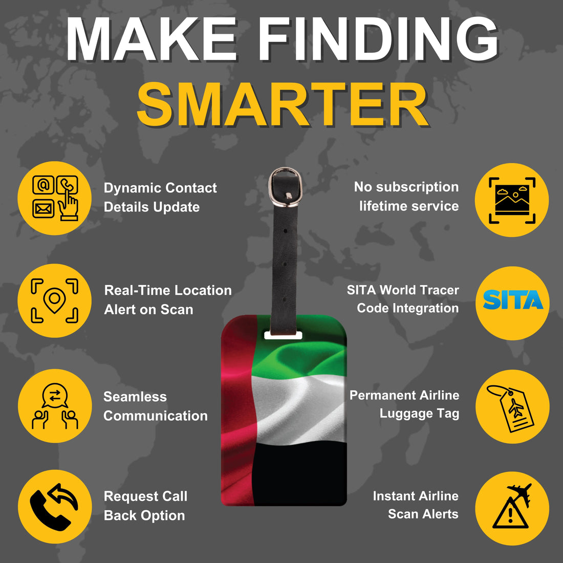 UAE QR Bag Tag by tag8 with QR code for tracking